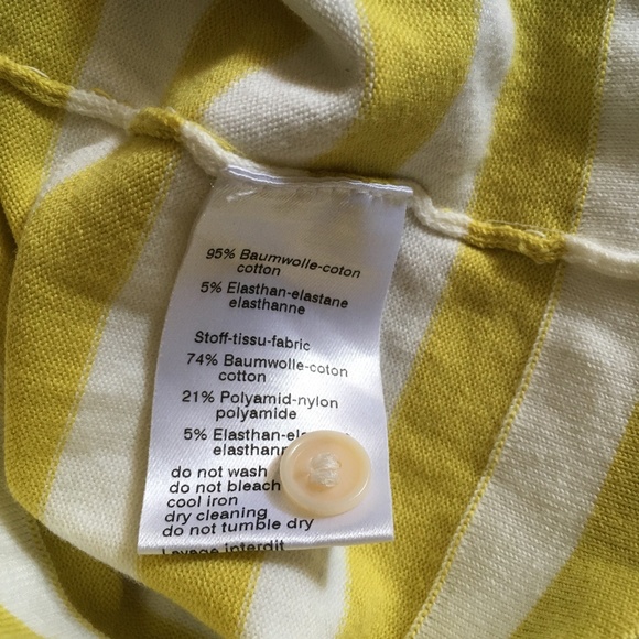 AKRIS PUNTO Yellow + White Stripe Cotton Sweater w/ Detachable Collar 8 M - Picture 6 of 7
